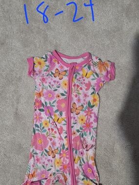 Little Sleepies Pink Floral & Butterfly One-Piece